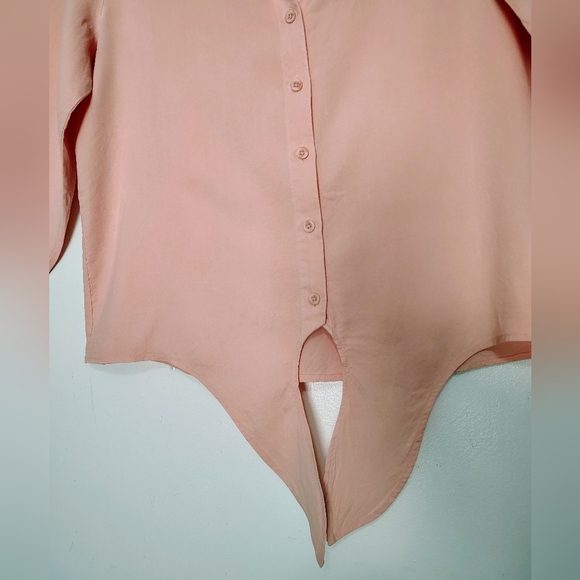 Cloth & Stone By Antropologie Tie-Front Blouse Peach Buttons Lyocell sz M. - Picture 7 of 14